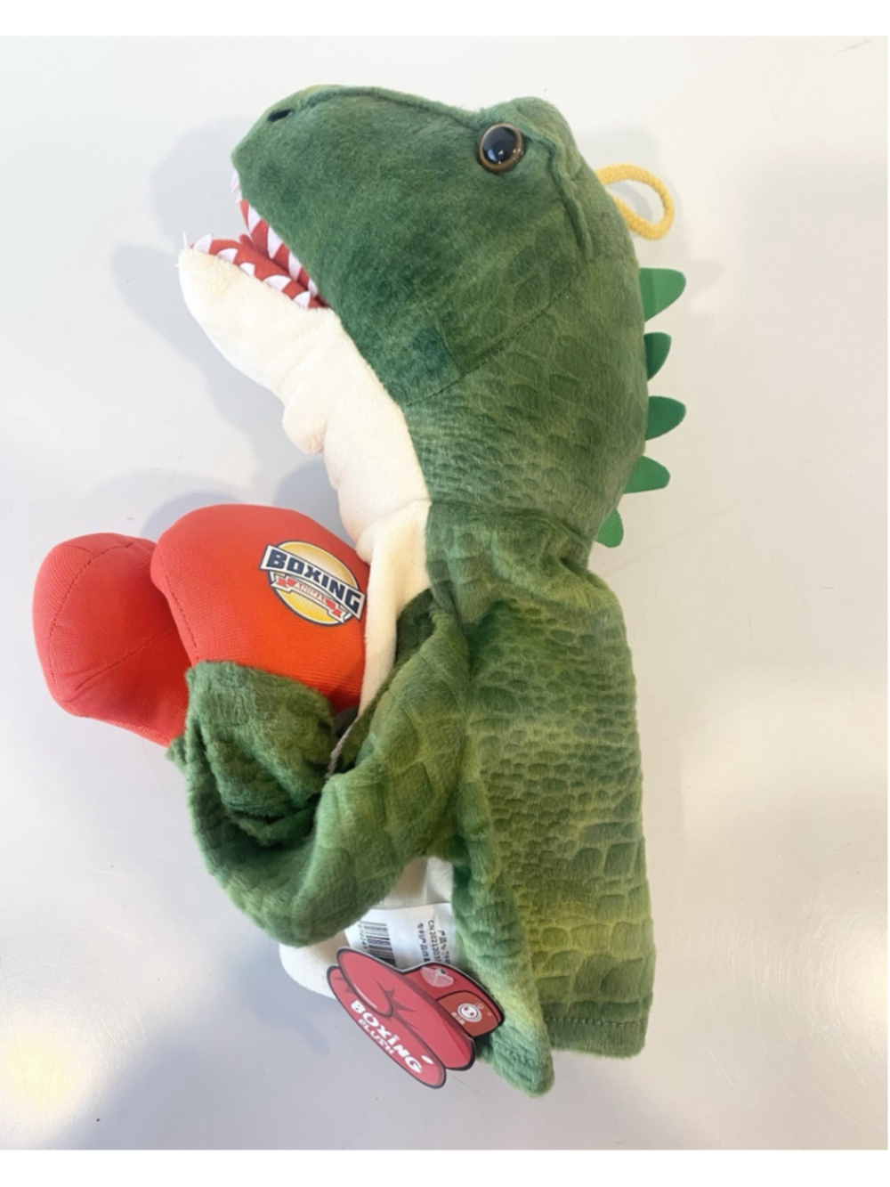 Boxing Animal T-Rex Dinosaur Hand Puppet Plush Red Boxing Gloves Green W/ Tags
